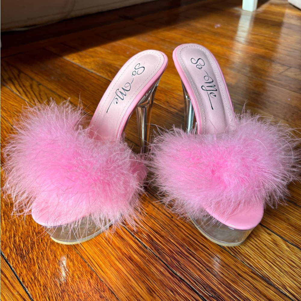 Hot Pink with Clear Platform Stiletto Heels